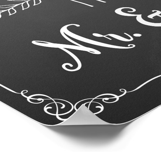 auch wünscht chalkboard Hochzeitszeichen poster (Ecke)