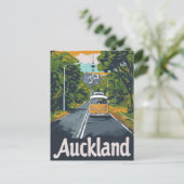 Auckland Aussie Vintag Retro Travel Illustration Postkarte (Stehend Vorderseite)