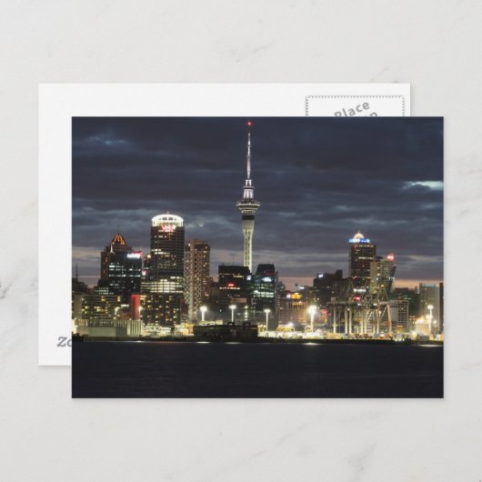 Auckland bei Nacht Postkarte (Vorne/Hinten)