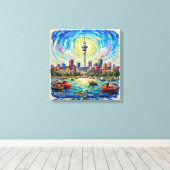 Auckland Hafen Skyline Radiance Leinwand Kunst (Insitu (Holzboden))