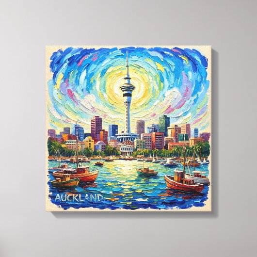 Auckland Hafen Skyline Radiance Leinwand Kunst (Vorderseite)