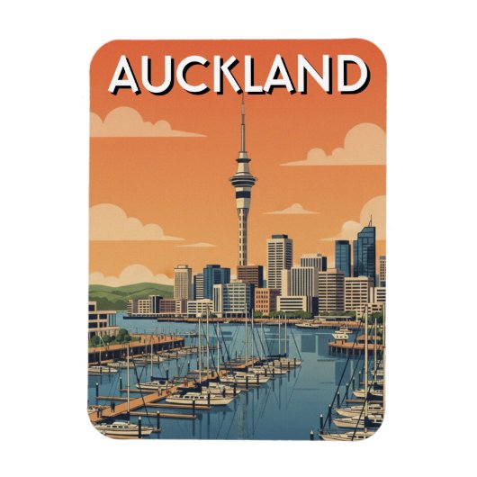Auckland Marina New Zealand Postcard Magnet (Vertikal)