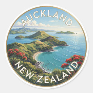 Auckland Neuseeland Hauraki-Golf Landschaft Runder Aufkleber