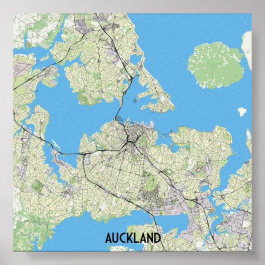 Auckland, Neuseeland Karte Poster (Vorne)