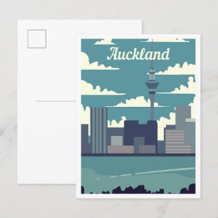 Auckland Neuseeland Kunst Reise Illustration Postkarte