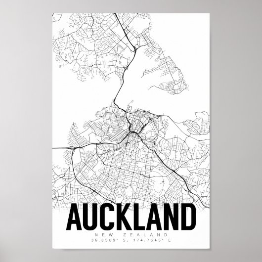 Auckland Neuseeland Minimalistisch Map Art Poster (Vorne)
