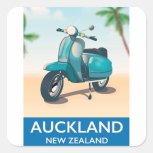 Auckland Neuseeland Reiseplakat Quadratischer Aufkleber