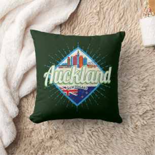 Auckland Neuseeland Retro-Silhouette vintage Kissen