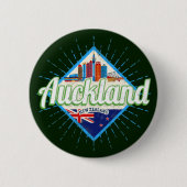 Auckland Neuseeland Retroskyline Vintag Button (Vorderseite)