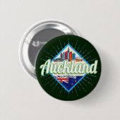 Auckland Neuseeland Retroskyline Vintag Button (Vorne & Hinten)