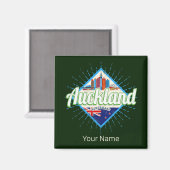 Auckland Neuseeland Retroskyline Vintag Magnet (Vorderseite/Rückseite)
