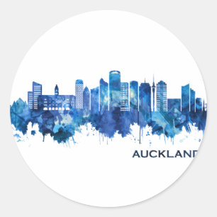 Auckland Neuseeland Skyline Blue Runder Aufkleber