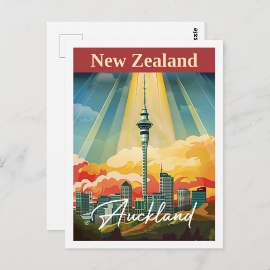 Auckland Neuseeland Vintag Berühmter Reiseort Postkarte (Vorne/Hinten)