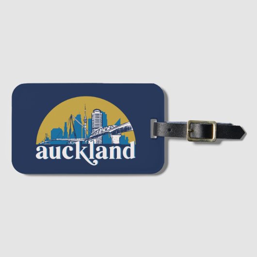 Auckland Neuseeland Vintag City Skyline Gepäckanhänger (Vorderseite (Horizontal))