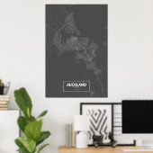 Auckland, Neuseeland (weiß auf schwarz) Poster (Heimbüro)