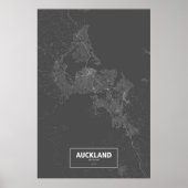 Auckland, Neuseeland (weiß auf schwarz) Poster (Vorne)