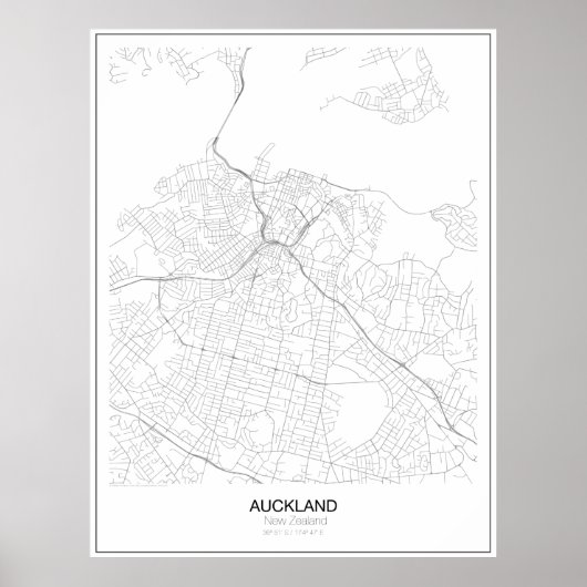 Auckland, New Zealand Minimalist Map Poster (Vorne)