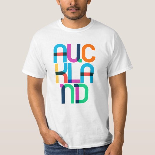 Auckland New Zealand Pop Art Letters T-Shirt (Vorderseite)