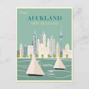 Auckland New Zealand Vintage Travel Postkarte