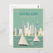 Auckland New Zealand Vintage Travel Postkarte (Vorne/Hinten)