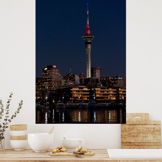 Auckland night light, Sky Tower, Poster (Küche)
