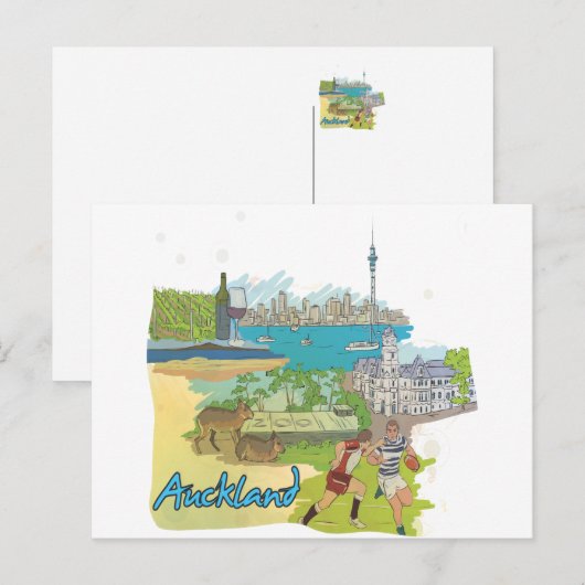 Auckland Postkarte (Vorne/Hinten)