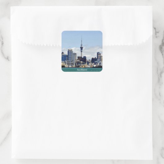 Auckland Skyline Quadratischer Aufkleber (Tasche)