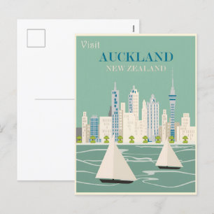 Auckland Vintage-Plakat Feiertagspostkarte