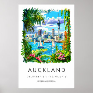Auckland-Wasserfarbenposter Ski Nationalpark Poster