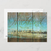 Auckland Wasserfront auf altem Holz Postkarte (Vorne/Hinten)