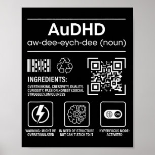 Audhd Autismus ADHS lustig neurodivergent Poster