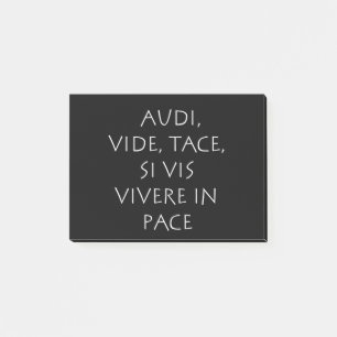 Audi vide tace si vis vivere in pteme post-it klebezettel
