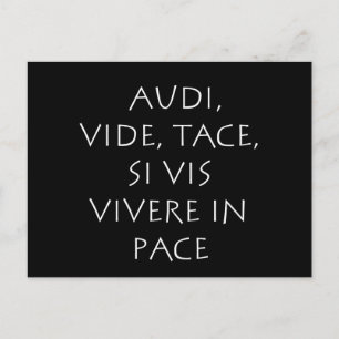 Audi vide tace si vis vivere in pteme postkarte