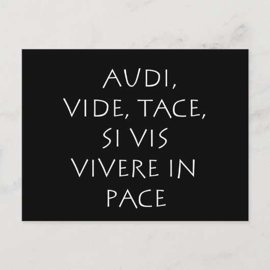 Audi vide tace si vis vivere in pteme postkarte (Vorderseite)