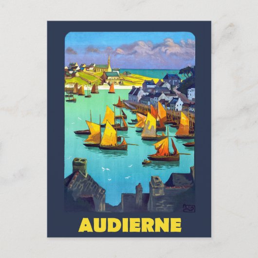 Audierne, Segelboote im Hafen, Frankreich Postkarte (Vorderseite)