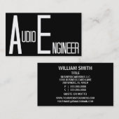 Audio Engineer Black Simple Business Card Visitenkarte (Vorne/Hinten)