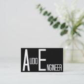Audio Engineer Black Simple Business Card Visitenkarte (Stehend Vorderseite)