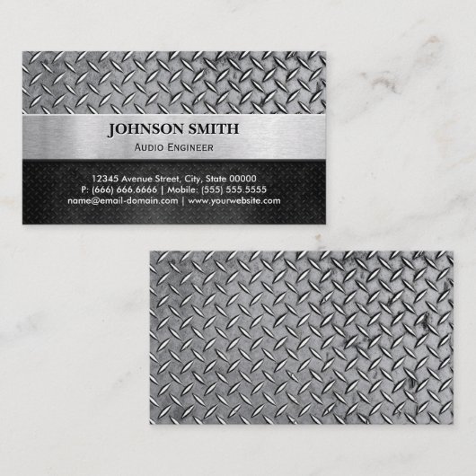 Audio Engineer - Diamant-Metallplatte Visitenkarte (Vorne/Hinten)