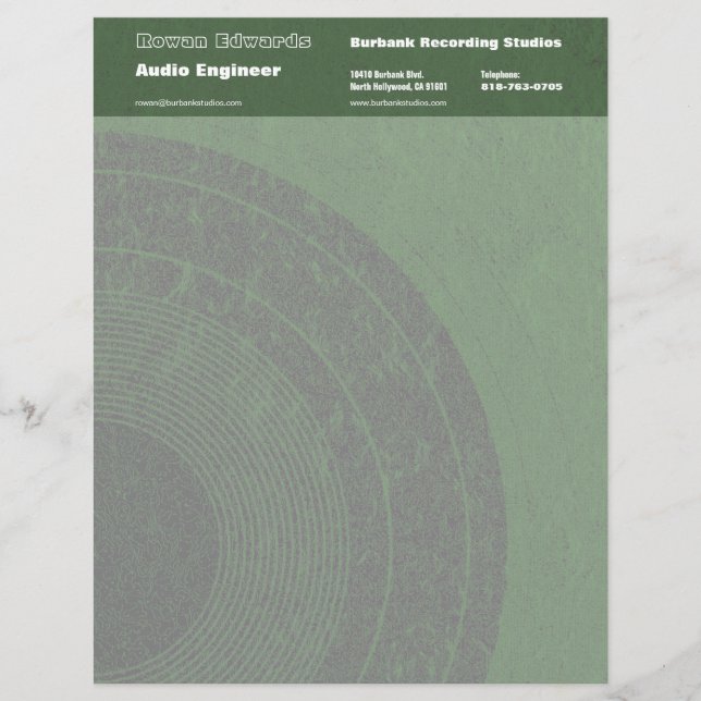 Audio Engineer Letterhead Briefbogen (Vorderseite)