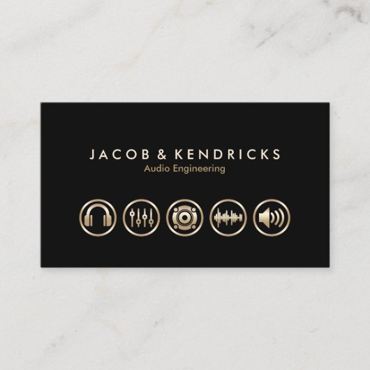 Audio Engineering Services Gold Icons BusinessCard Visitenkarte (Vorderseite)