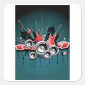 Audio für Lautsprecher Quadratischer Aufkleber (Vorderseite)