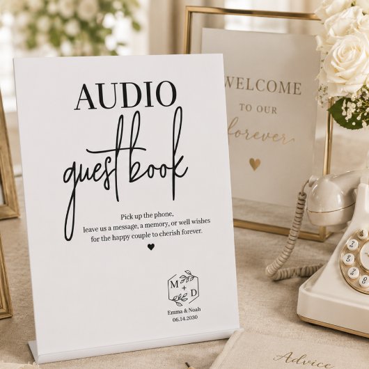 Audio-Gästebuch Hochzeitsfeier Sockelschild