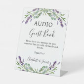 Audio Guest Book sign Lavendel Grüne Hochzeit Sockelschild (Vorderseite)
