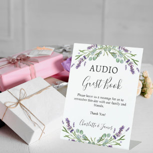 Audio Guest Book sign Lavendel Grüne Hochzeit Sockelschild