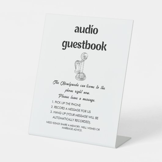 Audio Guestbook Sign | Moderne Minimalistische Hoc Sockelschild (Vorderseite)
