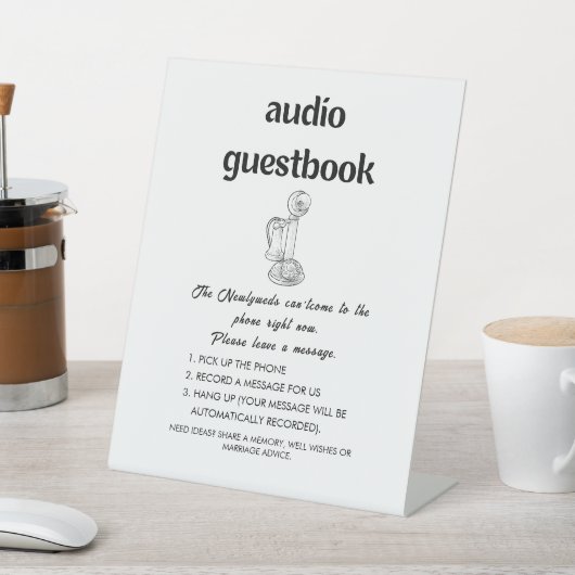 Audio Guestbook Sign | Moderne Minimalistische Hoc Sockelschild (In SItu)