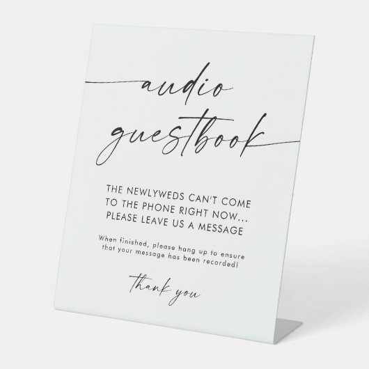 Audio Guestbook Sign | Moderne Minimalistische Hoc Sockelschild (Vorderseite)