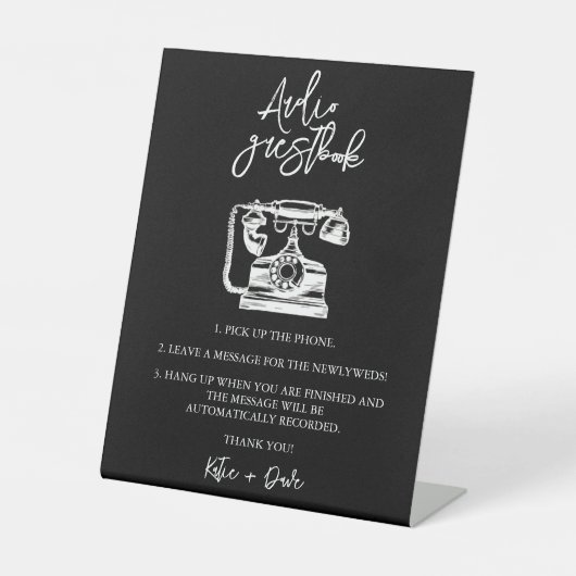 Audio Guestbook Wedding Sign Sockelschild (Vorderseite)