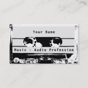 Audio-Radio-Kassetten-Retro-Schwarz-Weiß-Cover Visitenkarte