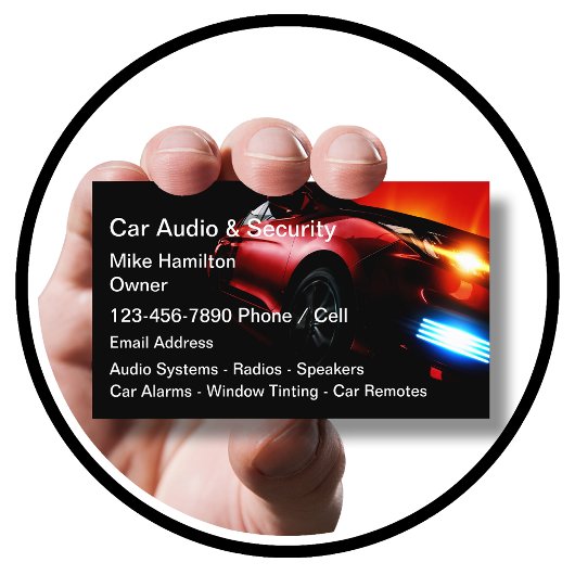 Audio- und Alarmsysteme für Kraftfahrzeuge Visitenkarte